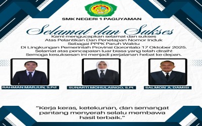 Pegawai SMKN 1 Paguyaman Dilantik Sebagai PPPK Paruh Waktu Pemerintah Provinsi Gorontalo